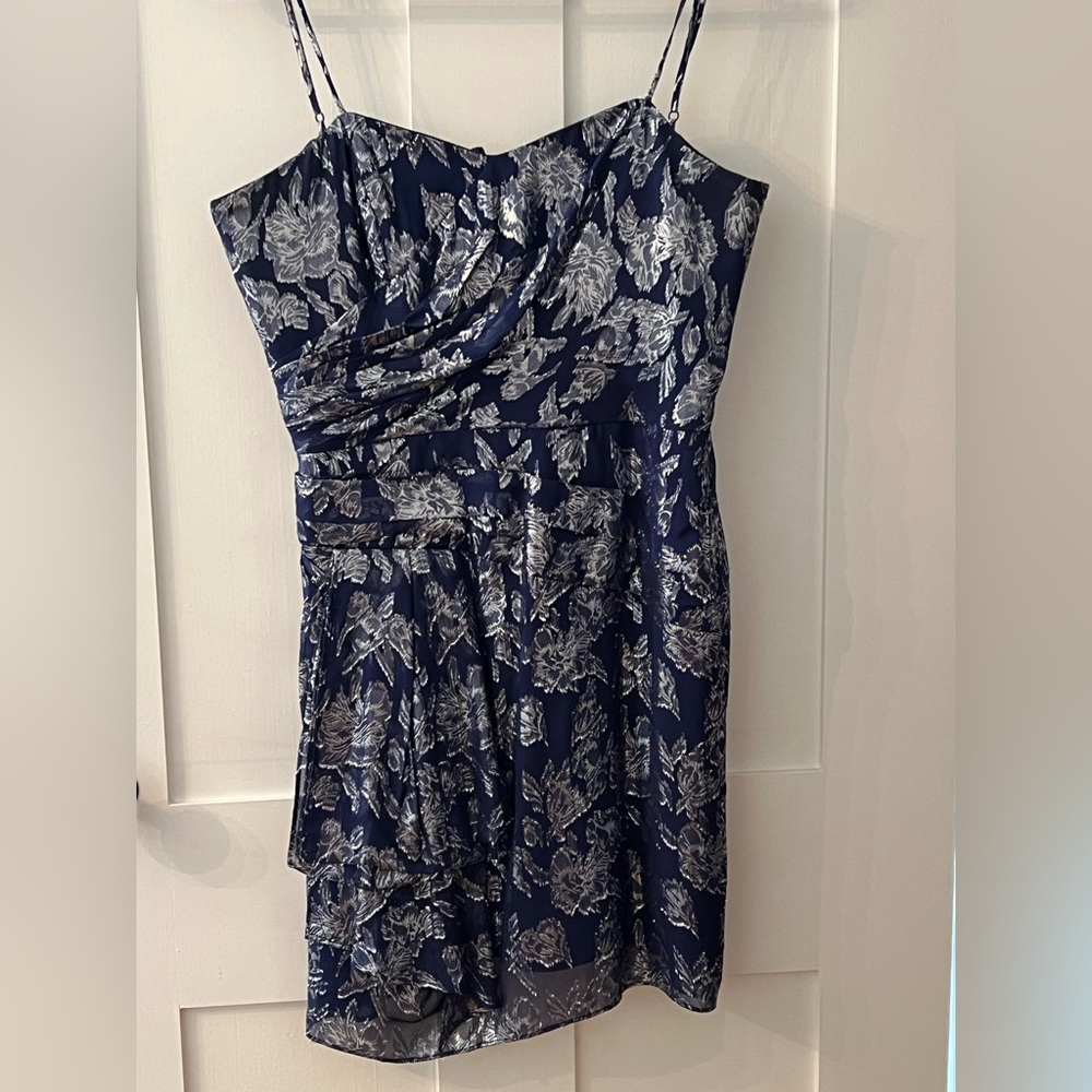 Shoshanna Navy and Silver mini Dress